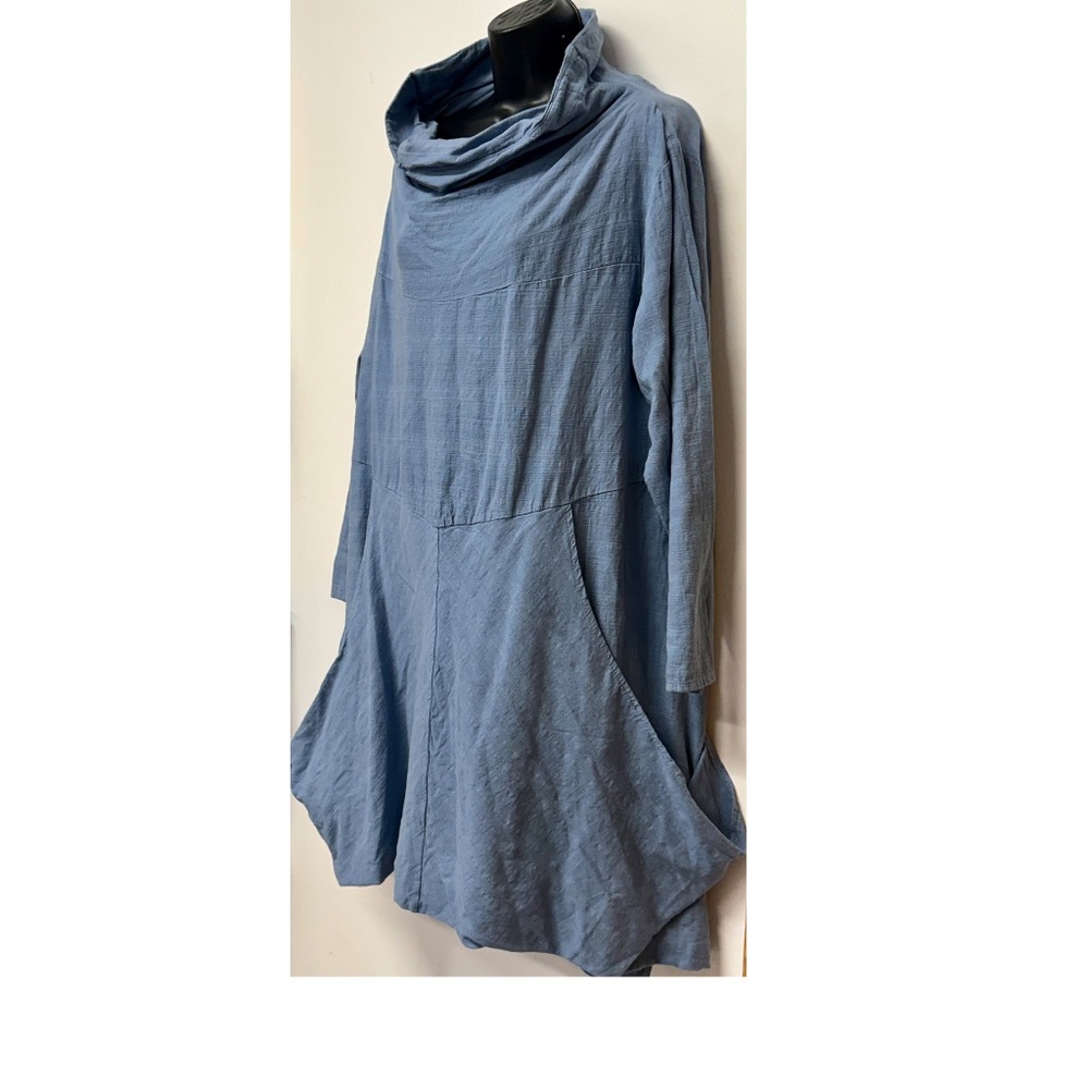 Vasna 100% Cotton Light Blue Dress/Top, Made in Italy, Small but oversize